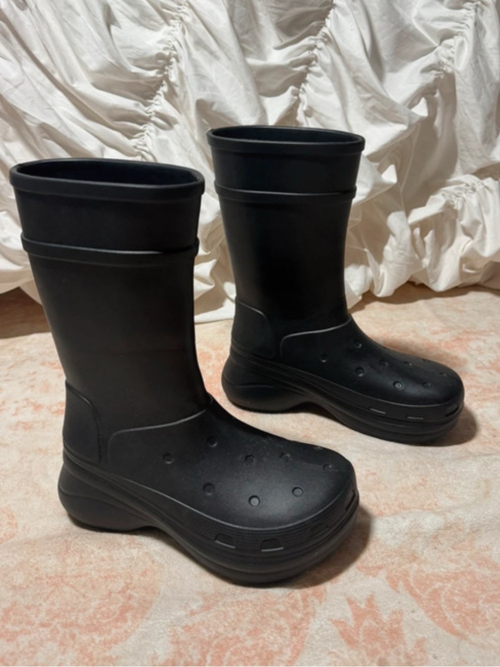 Women’s Black Waterproof Platform Rain Boots